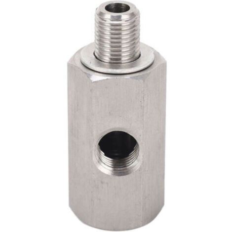 Sensor de presión de aceite M10x1.0, adaptador en T a M10, manómetro de línea de combustible del turbocompresor, acero inoxidable (1/5)