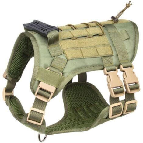 Gilet tactique léger et durable pour chien(Vert armée) (1/4)