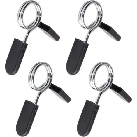 Hebillas para barra (paquete de 4), tuerca hexagonal con anilla, collar de tuerca hexagonal, cierre de resorte, abrazadera para barra de levantamiento de pesas, accesorios para barra (negro) (1/4)