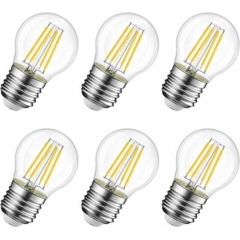 Lámpara LEDBombilla Edison vintage de 4 W, E27 G45, XU, equivalente a incandescente, luz blanca cálida de 2700 K, no regulable, paquete de 6 (1/4)