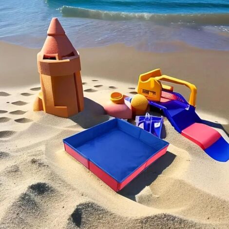 Bac à sable pliable en tissu Oxford épais pour enfants, jouet de plage portable, plateau de jeu pliable pour l'extérieur (1/2)