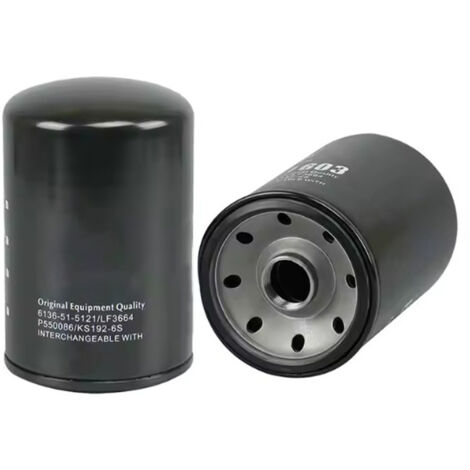 Élément de filtre à huile pour excavatrice 6136-51-5121, 6136515121, adapté pour Komatsu. (1/4)