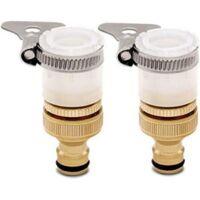 CT Adaptador universal para grifo de bañera a manguera de jardín, adaptador de rosca hembra ranurada 2 en 1 de 1/2" y 3/4"