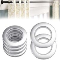 50 Uds. Anillos de plástico para cortina, anillos con ojales para cortina, anillos de plástico de 40mm, anillos para barra de cortina, ojales plateados