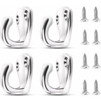 Ganchos de tornillo para colgar en la pared, ganchos de acero inoxidable para exteriores, para colgar en el techo, acero resistente, gancho para taza, paquete de 4