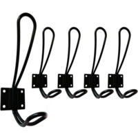 Colgador de pared negro, 5 piezas ganchos de pared y ganchos para la colada para el hogar, ganchos resistentes de metal vintage para entrada, baño, inodoro, muebles de cocina