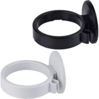 Soporte para secador de pelo, plástico, 2 soportes, montaje en pared sin taladrar, negro y blanco