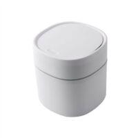 Mini bote de basura de escritorio, bote de basura de escritorio de plástico creativo, bote de basura de mesa con tapa de botón, bote de basura pequeño para oficina en casa, baño, dormitorio, co