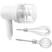 Batidora de Mano Eléctrica, Batidora Multifunción Inalámbrica Recargable USB de 3 Velocidades con 2 Batidores, Batidora de Mano Eléctrica Portátil para Proteínas de Crema Pastelera, Blanco