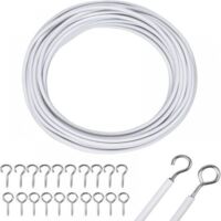 Cordón para cortina blanco de 10 m, con gancho y ojal, para colgar en la barra de la cortina, accesorios de fijación para cortinas