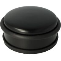 Tope de puerta redondo de acero inoxidable, puerta adecuada y antideslizante, 10 x 4,5 cm, 1000 g, negro