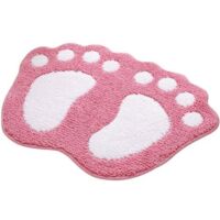Alfombra de baño antideslizante con diseño de pies gigantes, absorbente, rosa, 48 x 67 cm