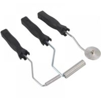 Juego de 3 piezas de rodillo laminador de herramientas de paleta de burbujas de fibra de vidrio de aleación de aluminio para molde FRP (diente de sierra)