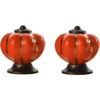 Juego de 2 tiradores de cajón en forma de calabaza de cerámica, decorativos para armarios, roperos y tocadores.