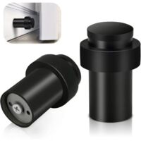 Topes de puerta de acero inoxidable resistentes, color negro (paquete de 2) - Protector de pared decorativo de caucho macizo para zócalos - 65 mm