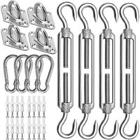 Kit de fijación para toldos rectangulares y triangulares de 15 cm, de acero inoxidable, para patio y jardín, resistente, paquete de 44