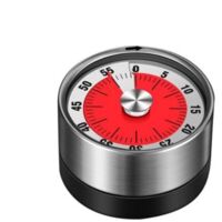 Temporizador mecánico de cocina, administrador de tiempo de cocina blanco, temporizador magnético de cocina, cuenta atrás giratoria de acero inoxidable