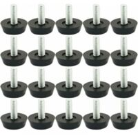 20 piezas M6 x 20 mm Patas niveladoras ajustables para muebles Almohadillas ajustables para patas Patas para muebles Base para sillas y mesas Protector de piso Tornillo deslizante