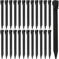 25 estacas de plástico para el suelo, 25 cm, para bordes de paisajismo, resistentes, para carpas, tablas, terrazas, bordes, césped y jardín, exteriores (negras)