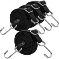 Correas elásticas de goma negras ajustables con ganchos, XU, 300 cm de largo, para equipaje, portaequipajes, lonas, carga móvil, camping, lonas, juego de 4