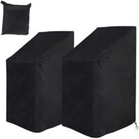 Juego de 2 fundas protectoras para sillas de jardín, XU, Impermeable, Resistente al frío, Resistente a los rayos UV, Funda de tela Oxford 210D, Apilable,