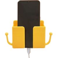Soporte de pared para teléfono móvil, soporte adhesivo para smartphone, estuche para guardar el mando a distancia (amarillo)