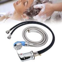 Cama de champú de 70 cm, grifo de lavabo de 120 cm, cabezal de ducha, grifo de lavado de peluquería, grifo de champú para sillón de cama, válvula mezcladora de agua fría y caliente