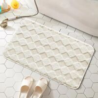 alfombrilla de baño antideslizante y cómoda, fabricada en microfibra suave y absorbente, de color blanco, de 50 x 80 cm.