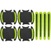 pegatinas reflectantes verdes para manijas de puertas de coche, película protectora antiarañazos para manijas, almohadillas para vasos y cuencos, tiras de seguridad.