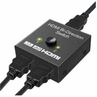 Conmutador HDMI bidireccional de aluminio con soporte 4K 60 Hz, con capacidad para 1 entrada y 2 salidas, o 2 entradas y 1 salida. Admite resoluciones 4K, 3D y 1080P.
