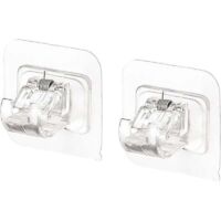Soporte para barra de cortina, ganchos autoadhesivos, 4 piezas transparentes para cocina y baño