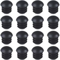 Tapones redondos de plástico SHINING HOUSE (16 mm), 16 piezas, tapones redondos para extremos de tubos de sillas, insertos redondos acanalados para patas de mesas, sillas y muebles (negro)