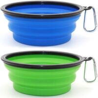 Juego de 2 comederos portátiles plegables para perros y gatos (1000 ml, azul y verde) - Sunny