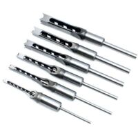 Juego de 6 cinceles con brocas cuadradas, cincel hueco de acero para carpintería (6,4/8/9,5/12,7/14/16 mm)