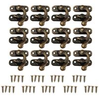12 pestillos decorativos retro para gabinete, cerraduras para joyero, cuñas, candados, ganchos, cuernos, candado de bronce, hebilla para joyero con 48 tornillos (bronce)