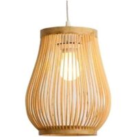 Lámpara colgante de techo sencilla con forma de calabaza retro tejida para pasillo, XU, con forma de ratán para casa de té, comedor, patio, beige, 7,87 pulgadas