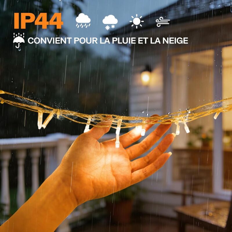 200 Led Télécommande Guirlande Lumineuse LED 25m - 200 LEDs Avec Télécommande - 8 Modes D'éclairage - IP44 étanche - Pour Intérieur/extérieur - Blanc Chaud éclairage Jardin Fête