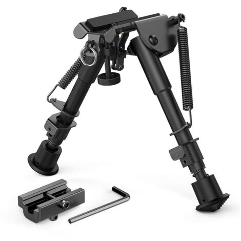 Repose-jambes tactique Elite Shooter's Choice, en aluminium anodisé noir antirouille, avec longueur de jambe réglable pour une stabilité optimale (6-9 pouces) [BR] (1/5)