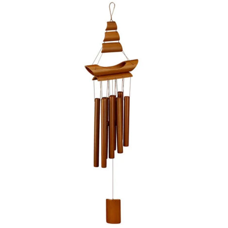 Carillon à vent en bambou, rappelle les voiliers, HxLxP : 72 x 20 x 6 cm, pour intérieur et extérieur, nature (1/5)