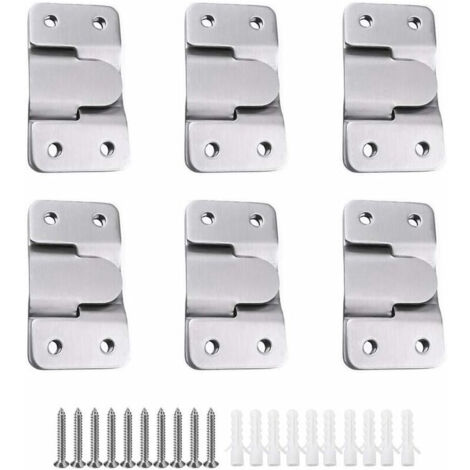 Paires [12 pack] Support de Montage Dissimulé Embarqué Interverrouillage Pendaison Boucle Quincaillerie Murale en Acier Inoxydable pour Accrocher la Photo Miroir Cadre Dosseret Meubles (1/5)