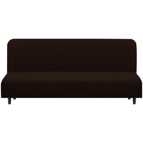 Housse sans bras couleur unie, convertible lit 3 places, marron foncé, 150-190 cm (1/5)