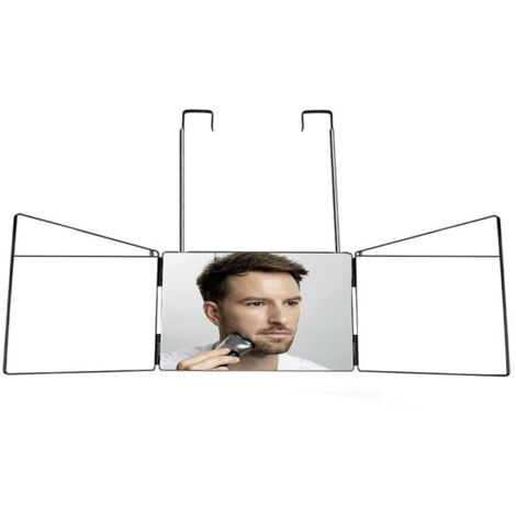Miroir 360° Coiffure Homme Femme LED 3 Faces avec Crochets Portable Pliable Hauteur Réglable pour Coiffure, Rasage, Maquillage (1/5)
