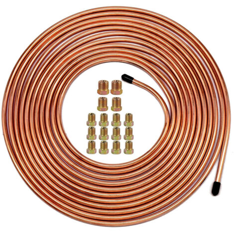 Kit de tuyau de frein en cuivre-nickel Genrics, diamètre extérieur 1/4", rouleau de 25 pieds avec 16 raccords