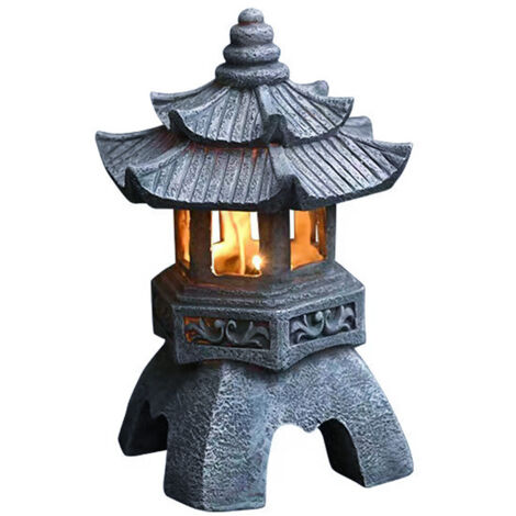 Statue-lanterne pagode à énergie solaire, décoration de jardin, décoration de pelouse, pagode illuminée, ornement de jardin zen vintage, convient pour l'aménagement paysager, les terrasses, les porche (1/5)