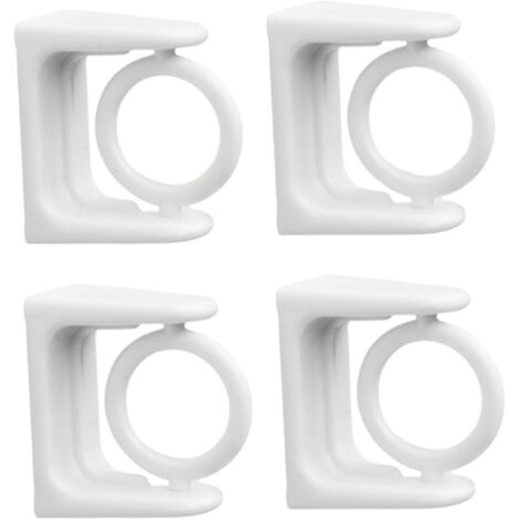 Ensemble de quatre supports de tringle à rideaux multifonctionnels, blancs, design simple et pratique. (1/5)