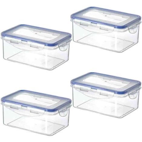 Ensemble de 6 boîtes plastique de 1 L avec fermeture 4 clics, étanches, pour congeler, chauffer, stocker (1/5)