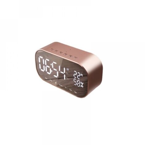 Radio-réveil avec fonction Bluetooth, équipé d'un haut-parleur FM, d'un thermomètre et d'une fonction mains libres. (1/5)