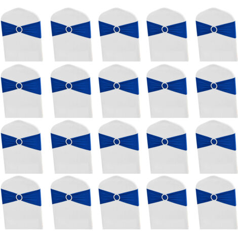 Lot de 20 écharpes de Chaise en élasthanne Bleu Royal avec nœuds Extensibles pour Chaise avec Boucle coulissante pour fête, Banquet, hôtel, réception, Mariage, décorations de Chaise (Bleu Royal) (1/5)