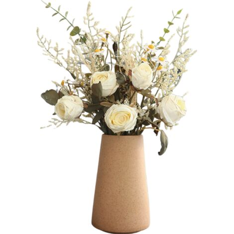 Lot de 2 fleurs artificielles blanches en forme de marguerite à bords brûlés (1/5)