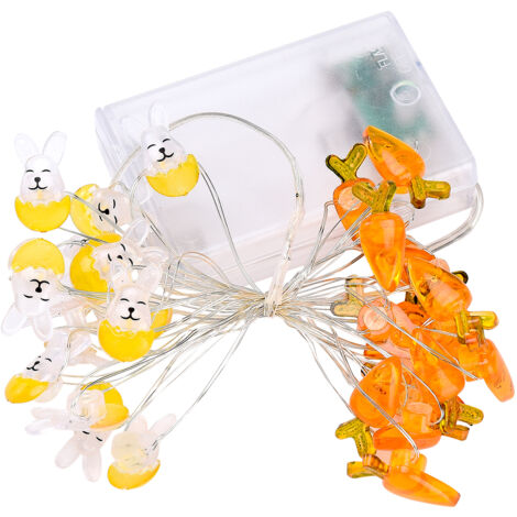 Guirlande lumineuse décorative en forme de carotte et de lapin pour Pâques, boîtier à piles en forme d'œuf 3D, lampe en fil de cuivre. (1/5)